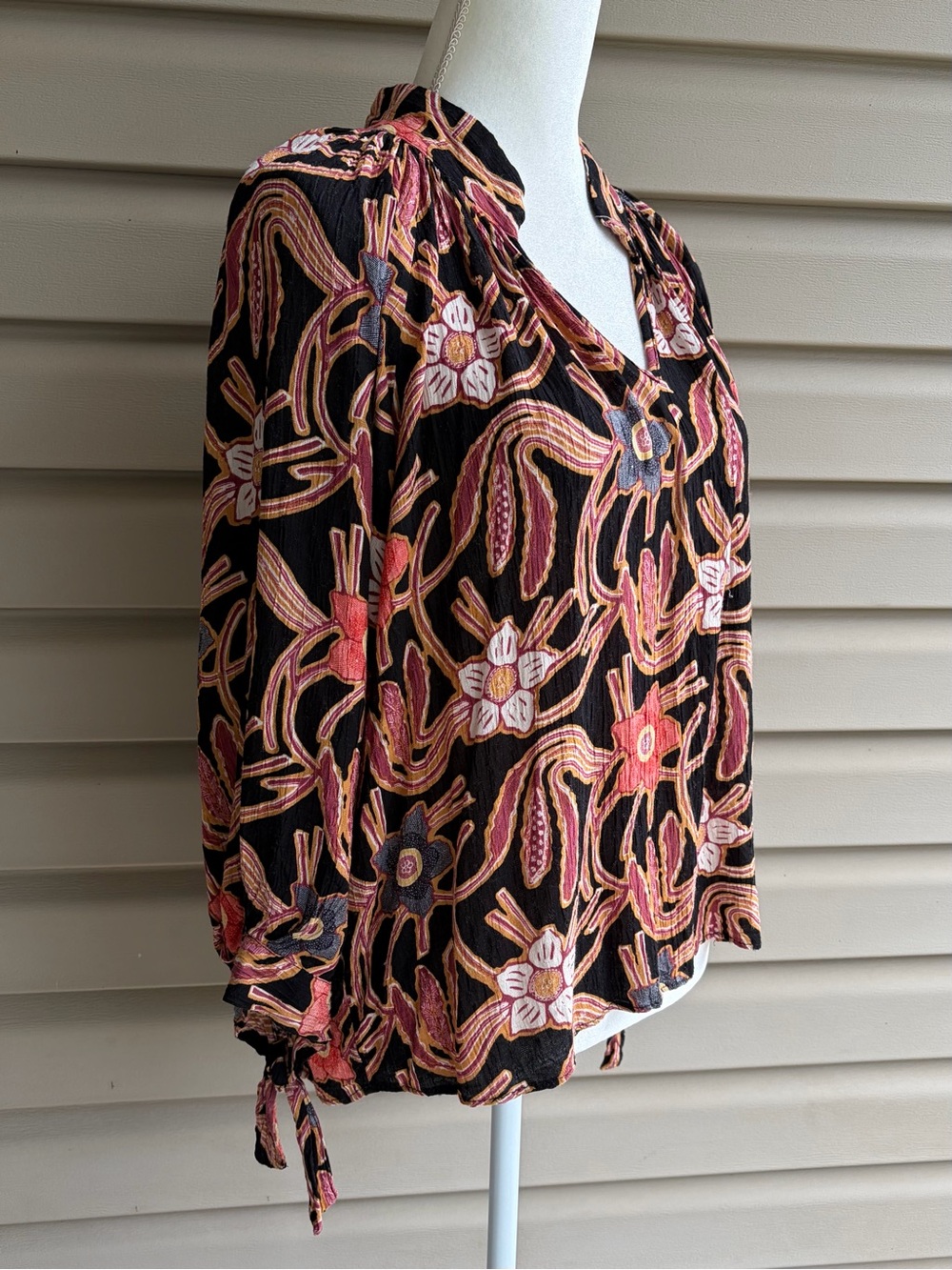 •Christian Siriano• Bohemian Floral Peasant Top - Size Large - Picture 4 of 8